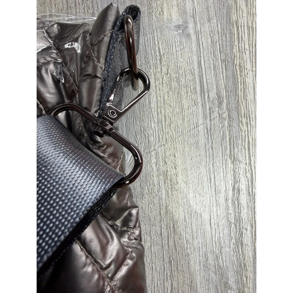 Marleylilly Quilted Weekender Bag Metallic Gunmetal Gray Puffer Travel Tote NWT